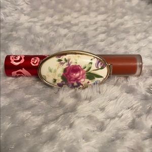 Vintage lipstick holder clip w compact mirror